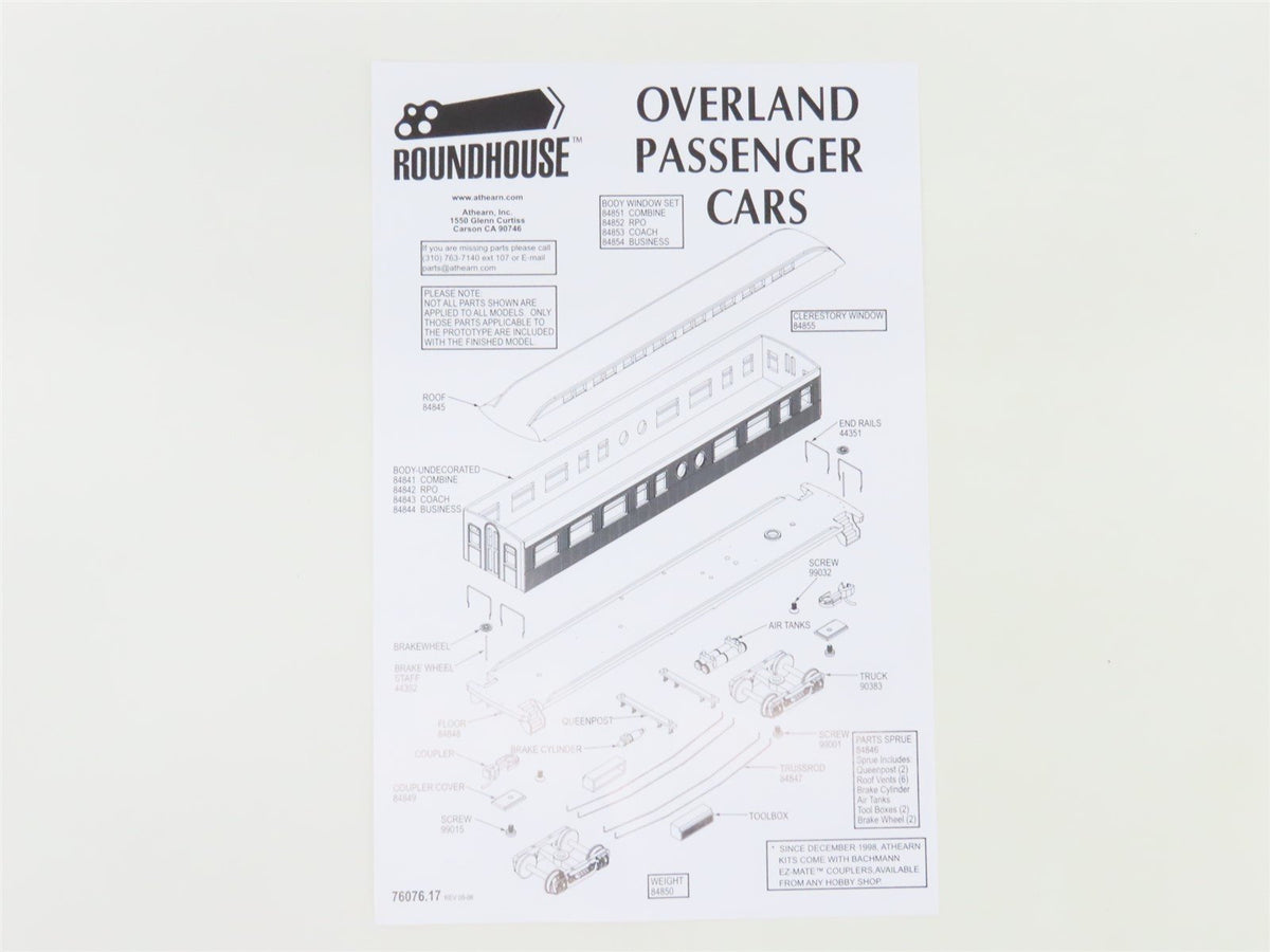 HO Scale Roundhouse 84823 D&amp;RGW Rio Grande Overland Passenger 4-Car Set
