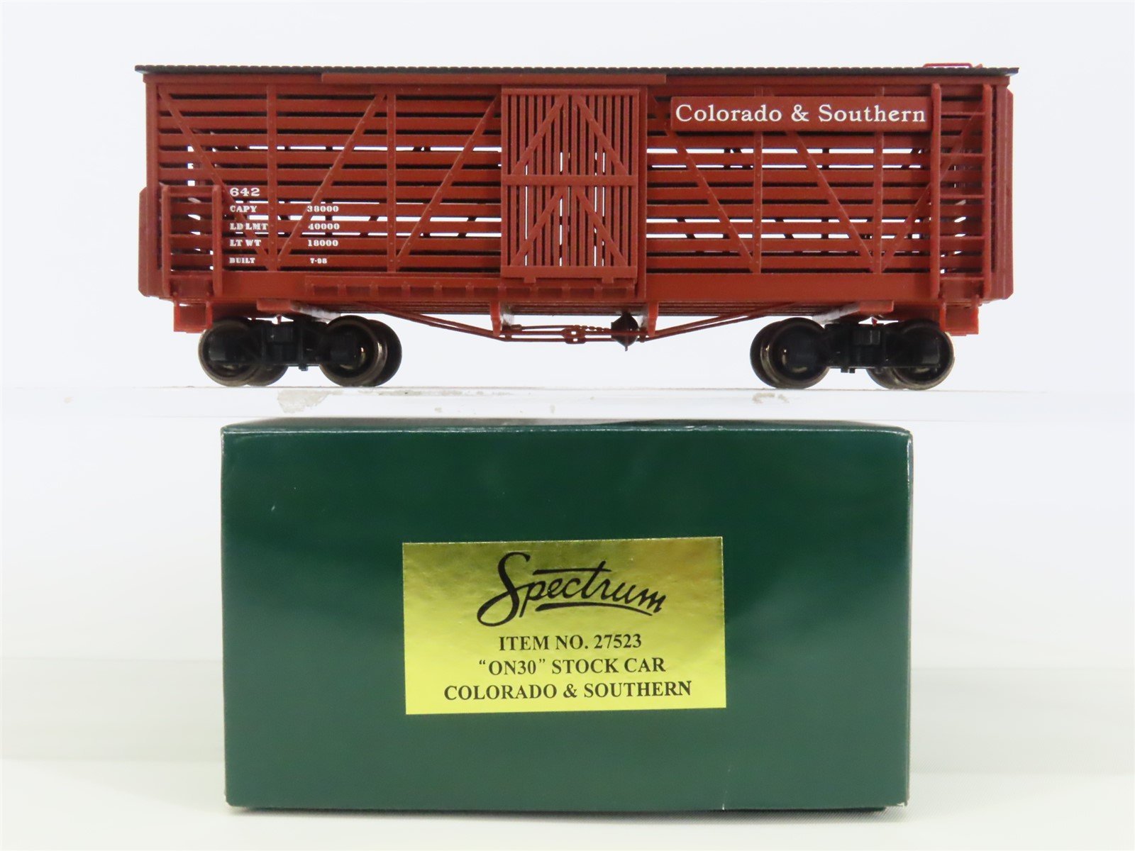 On30 Scale Bachmann Spectrum 27523 C&S Colorado & Southern Stock Car #642