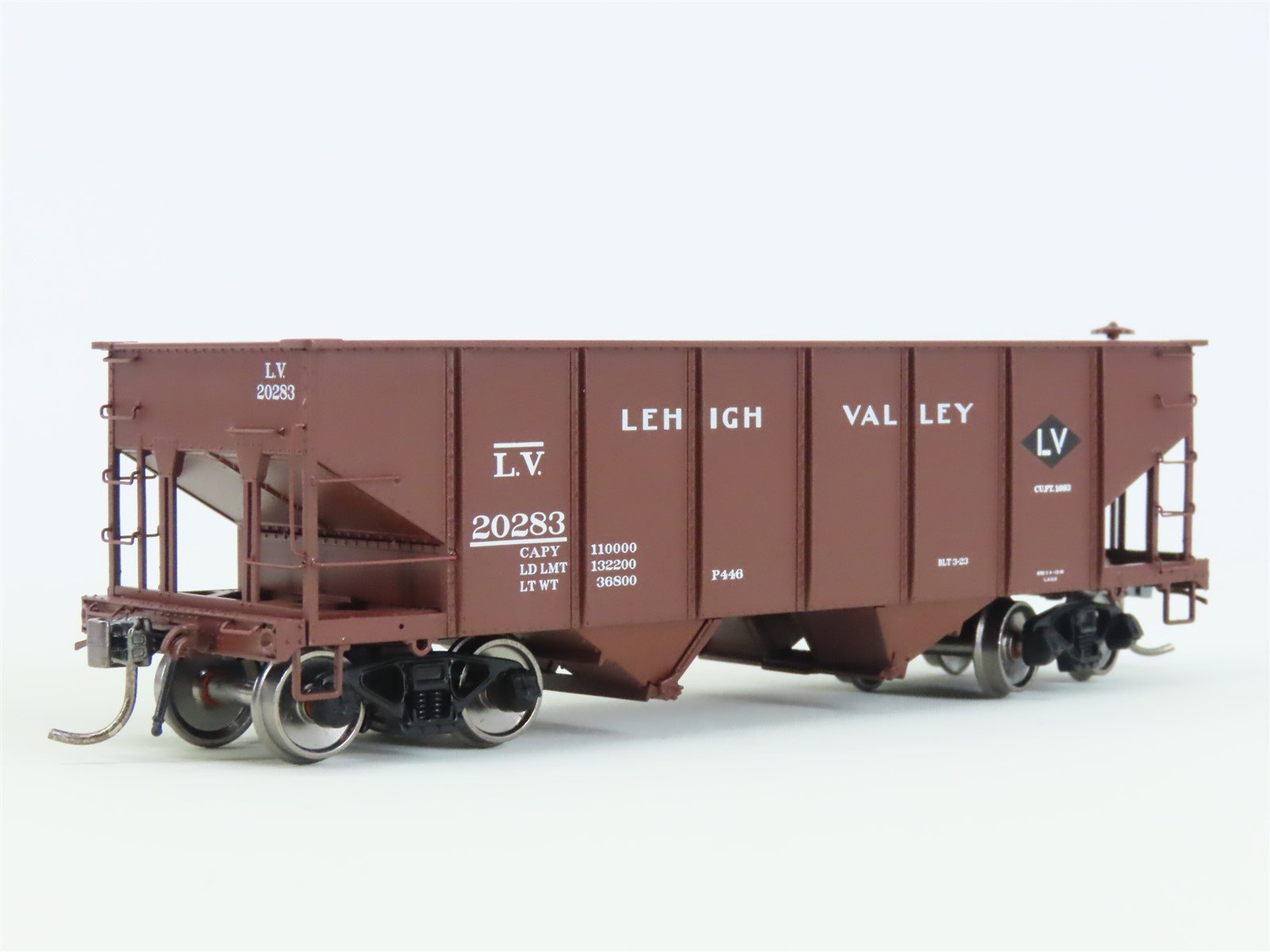 HO Scale Rapido 148007A LV Lehigh Valley Railroad 2-Bay Open Hopper #20283