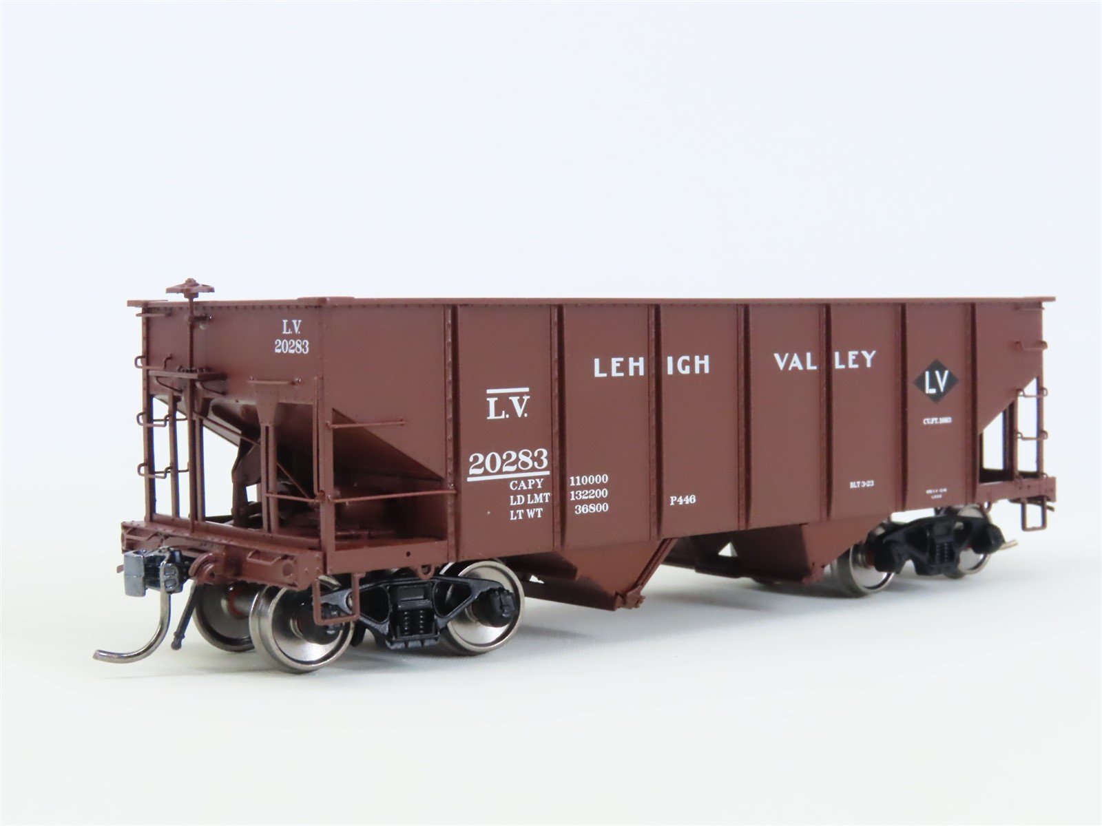 HO Scale Rapido 148007A LV Lehigh Valley Railroad 2-Bay Open Hopper #20283