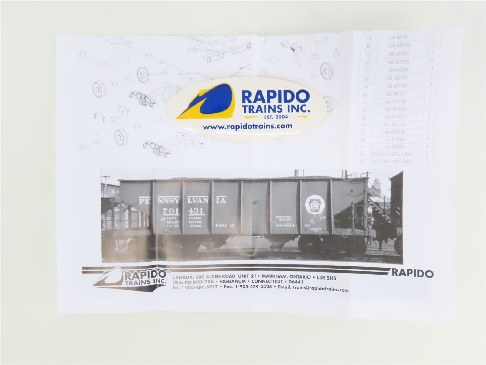 HO Scale Rapido 148007A LV Lehigh Valley Railroad 2-Bay Open Hopper #20283