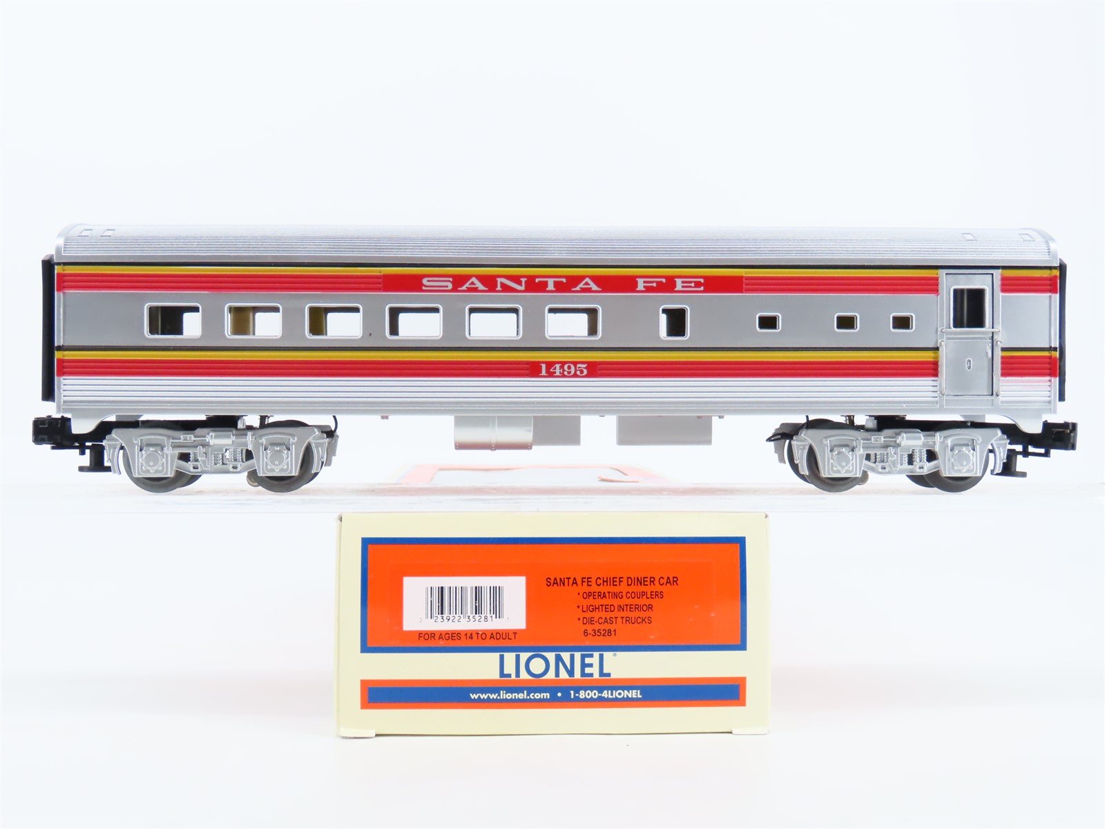 O Gauge 3-Rail Lionel 6-35281 ATSF Santa Fe Chief Diner Passenger #1495