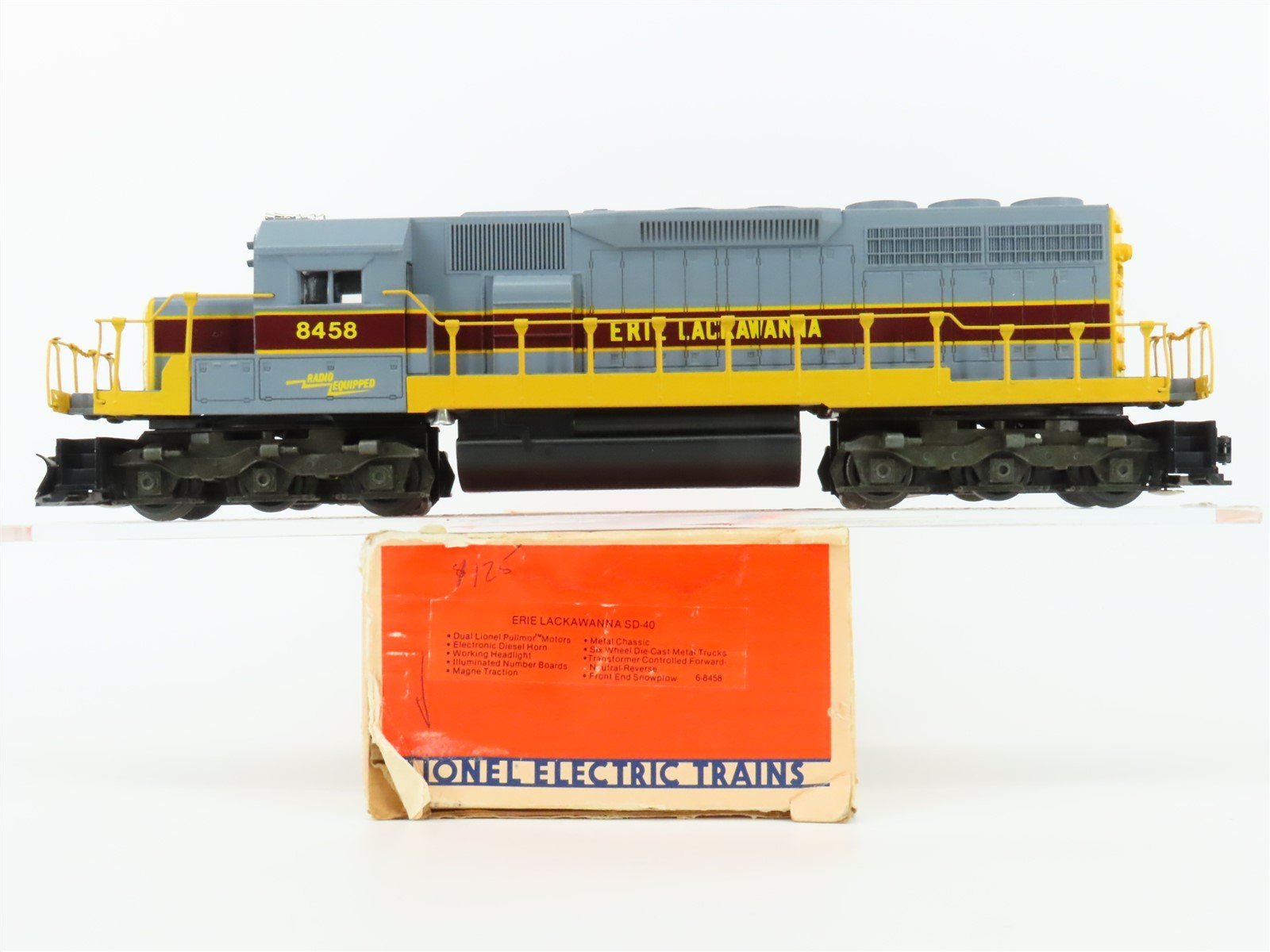 O Gauge 3-Rail Lionel 6-8458 EL Erie Lackawanna SD40 Diesel Locomotive #8458