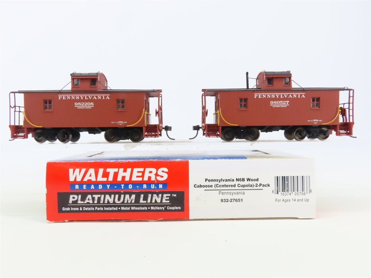 HO Scale Walthers Platinum Line 932-27651 PRR Pennsylvania Caboose 2-Pack