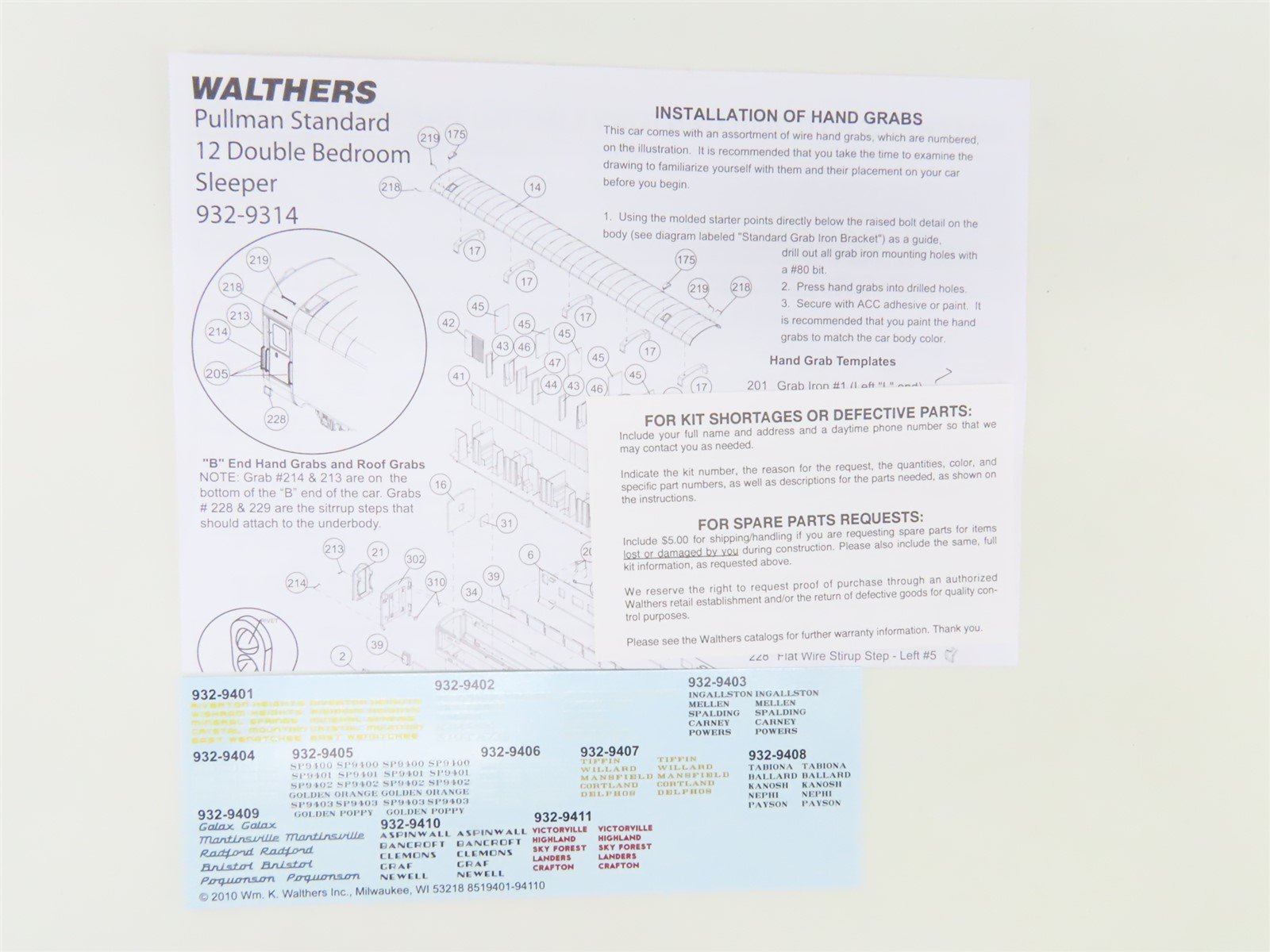 HO Scale Walthers 932-9407 PRR Pennsylvania Railroad Pullman Sleeper Passenger