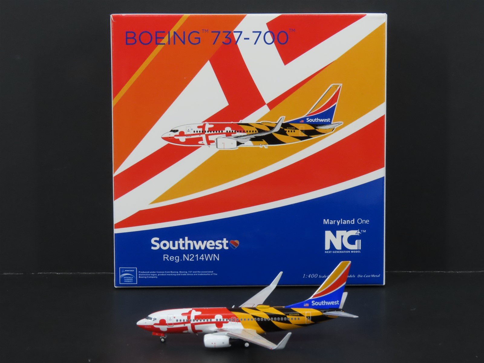 1:400 NG Models 77007 Die-Cast Southwest Maryland One B737-700 Airliner N214WN