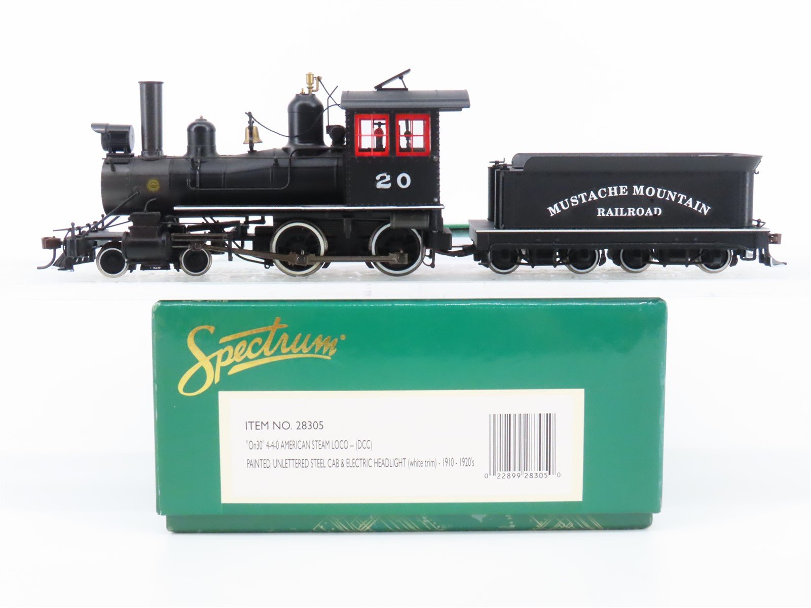 On30 Bachmann Spectrum 28305 Mustache Mountain RR 4-4-0 Steam #20 w/DCC - Custom
