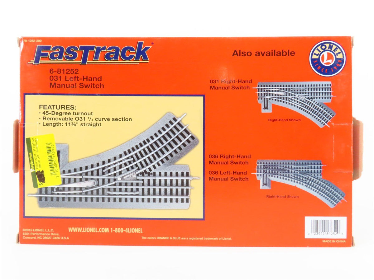 O Gauge Lionel 6-81252 Fastrack O31 Manual Switch Left Hand Track Piece