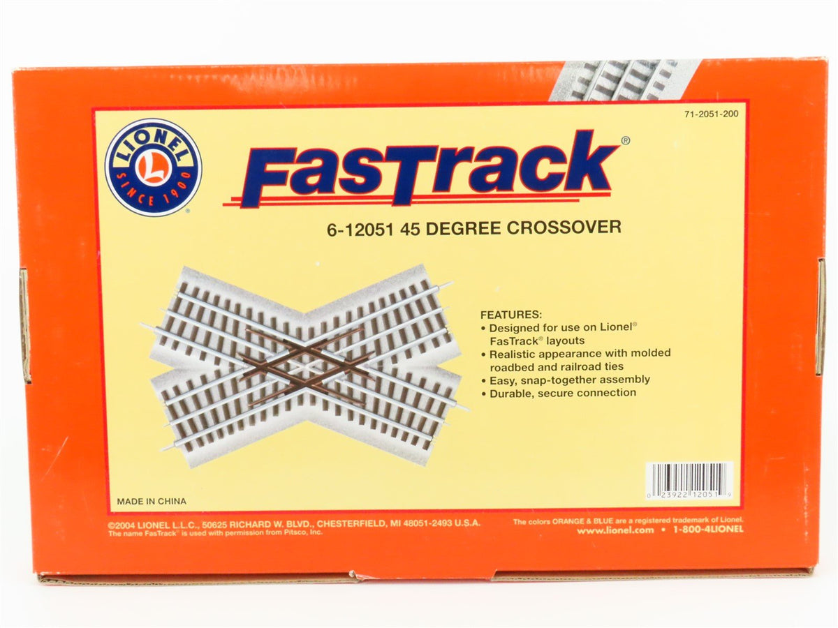 O Gauge Lionel 6-12051 Fastrack 45 Degree Crossover Track Piece