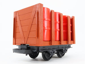 G Scale LGB 4045 Unlettered Stake Wagon Flatcar w/Shell Barrell Loads