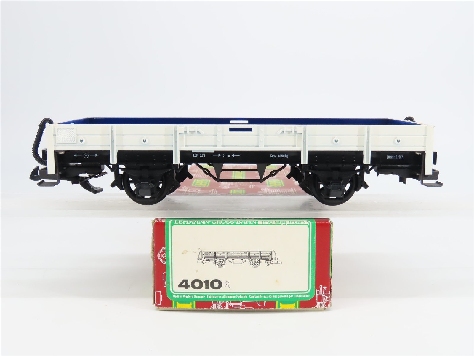 G Scale LGB 4010R Unlettered White Low Side Gondola Car No#