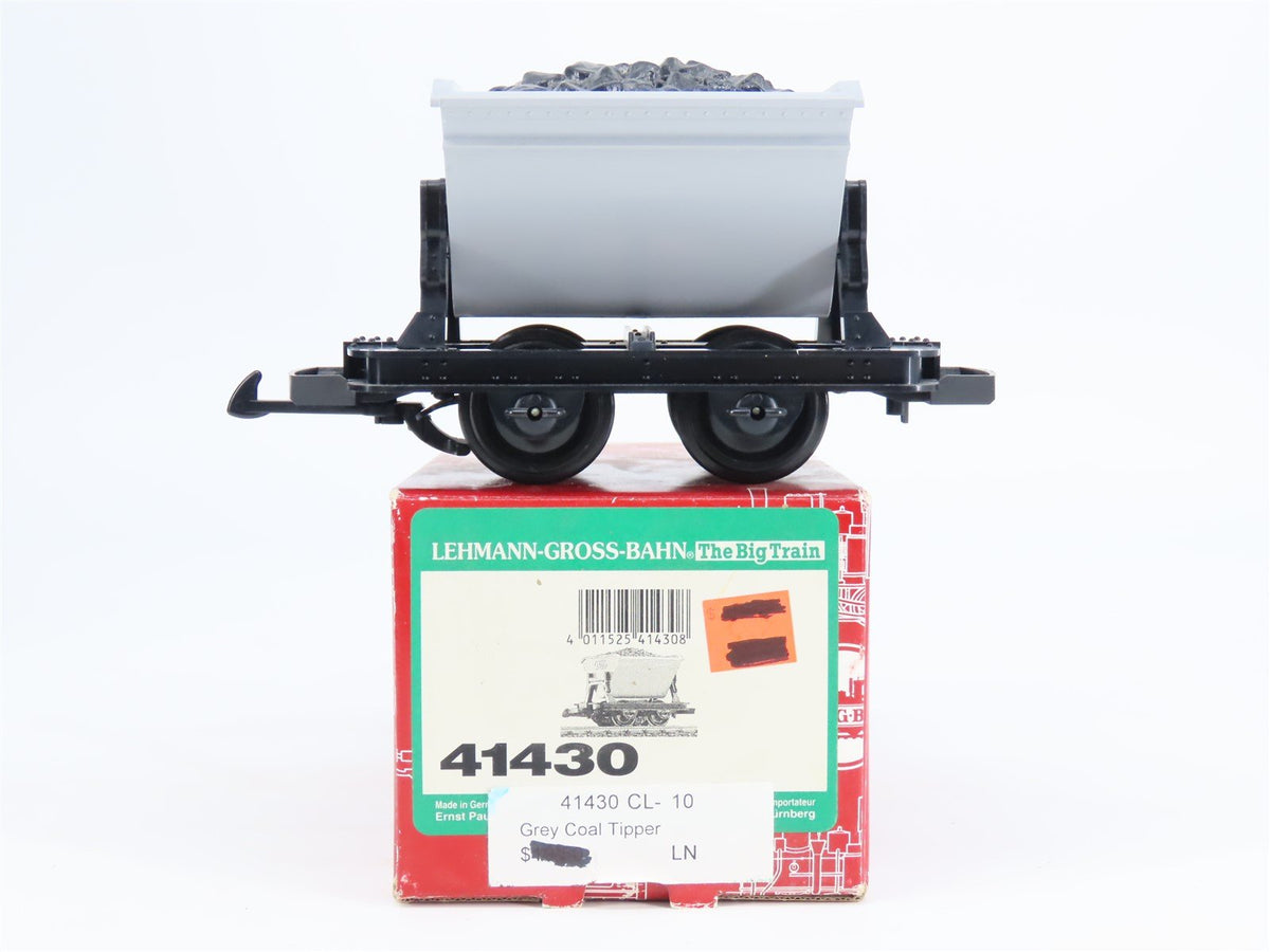 G Scale LGB 41430 Unlettered Gray Tipping Coal Car w/Coal Load