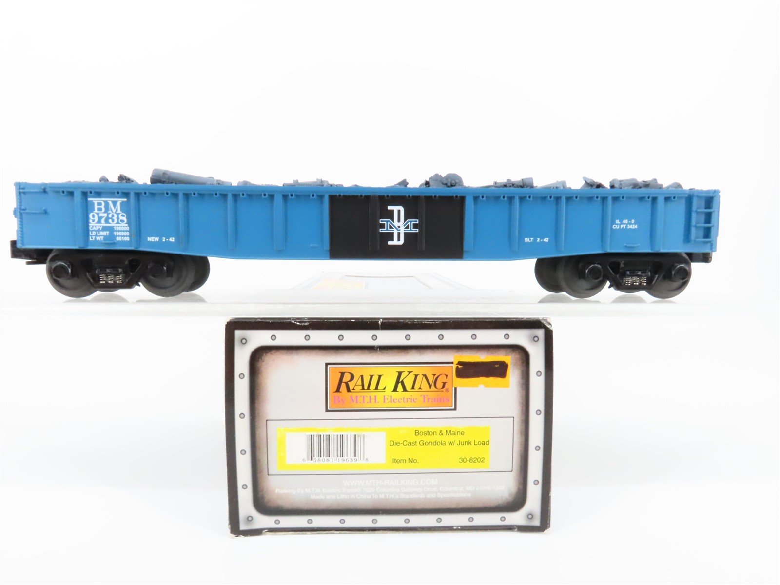 O Gauge 3-Rail MTH Rail King 30-8202 BM Boston & Maine Gondola w/Load #9738