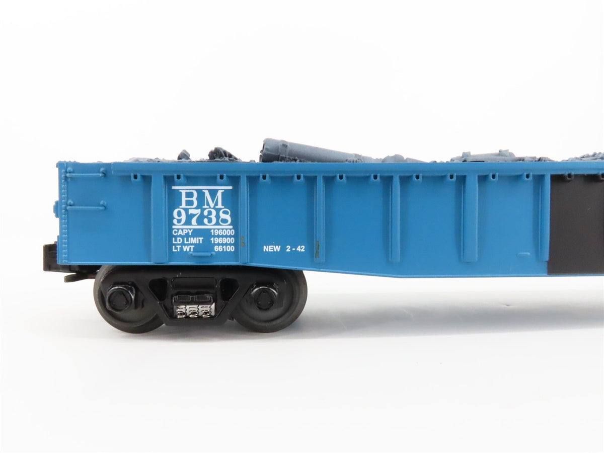 O Gauge 3-Rail MTH Rail King 30-8202 BM Boston &amp; Maine Gondola w/Load #9738