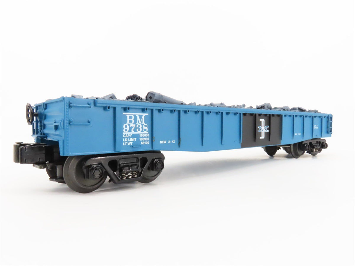 O Gauge 3-Rail MTH Rail King 30-8202 BM Boston &amp; Maine Gondola w/Load #9738