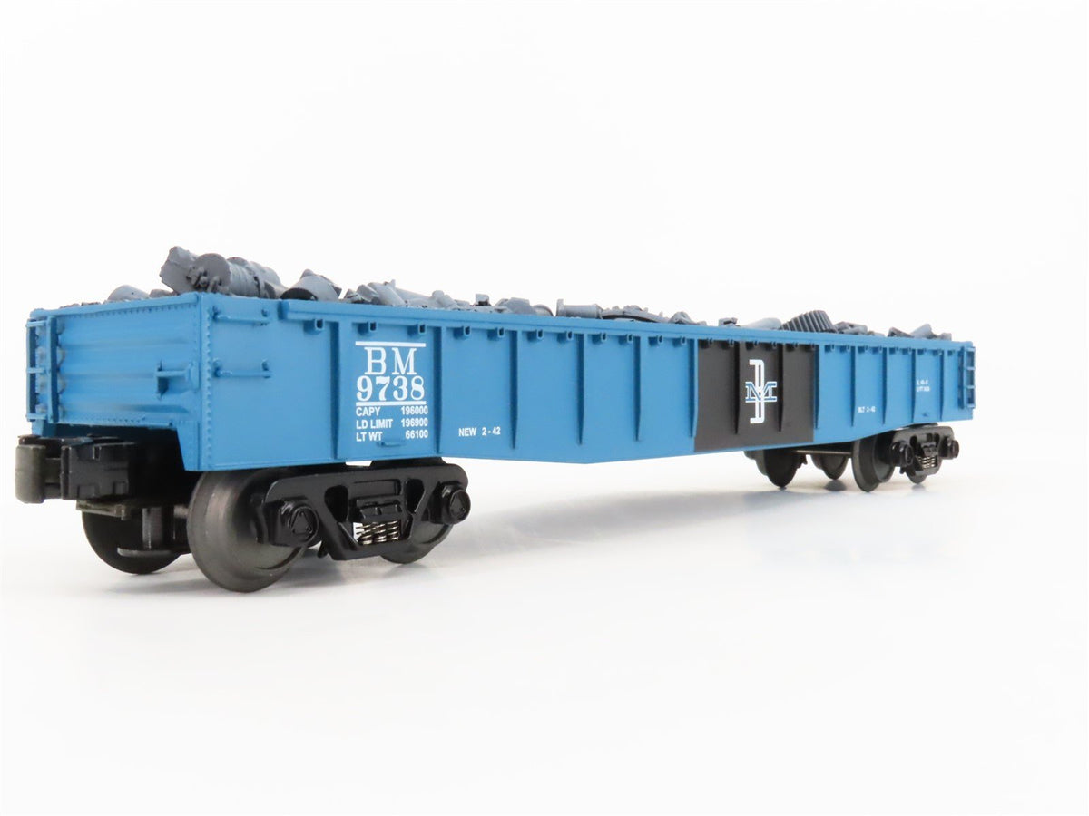 O Gauge 3-Rail MTH Rail King 30-8202 BM Boston &amp; Maine Gondola w/Load #9738