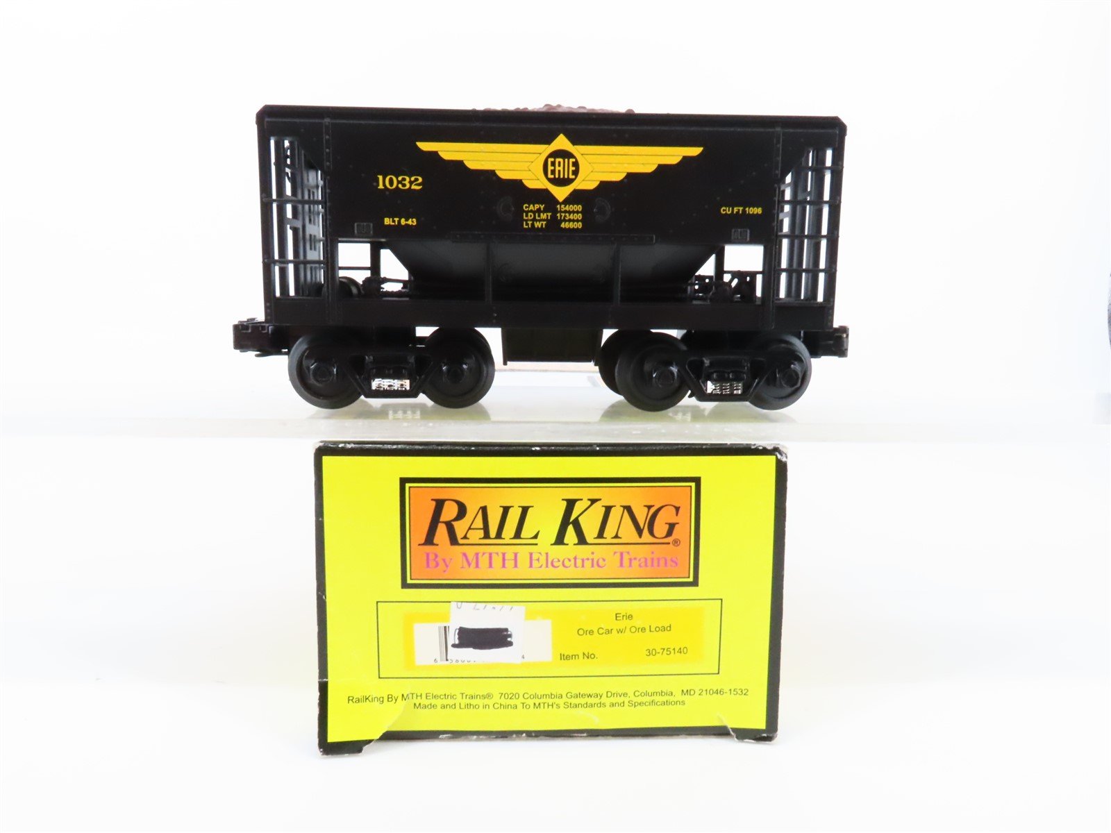 O Gauge 3-Rail MTH Rail King 30-75140 Erie Ore Car w/Load #1032