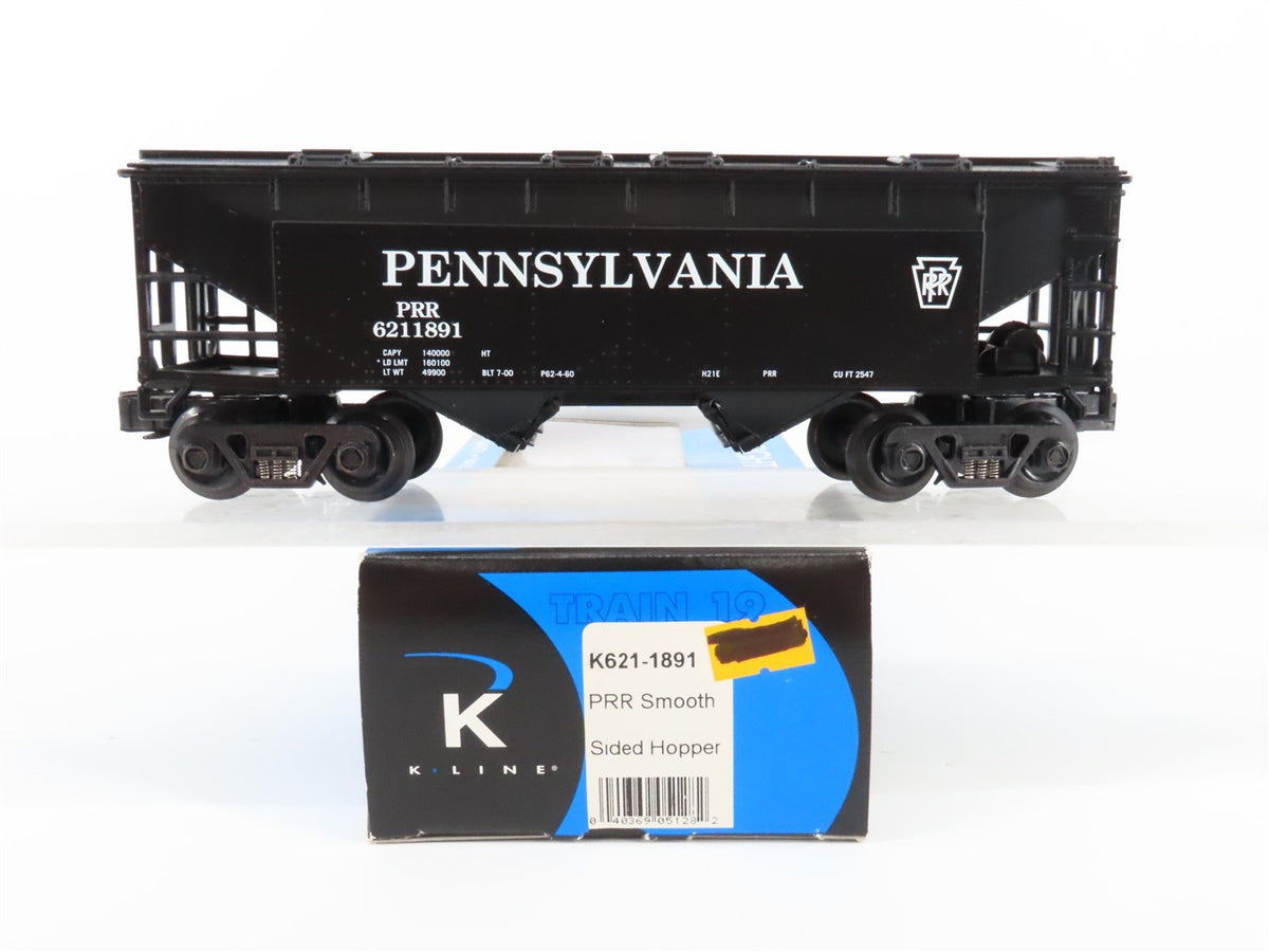 O Gauge 3-Rail K-Line K621-1891 PRR Pennsylvania 2 Bay Hopper w/Load 6211891