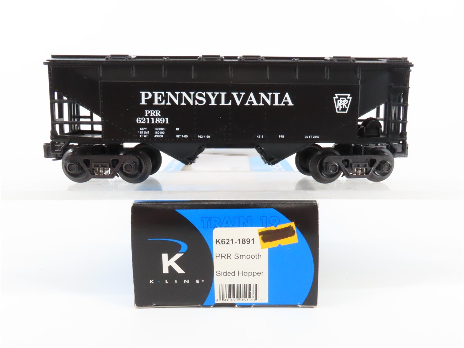 O Gauge 3-Rail K-Line K621-1891 PRR Pennsylvania 2 Bay Hopper w/Load 6211891
