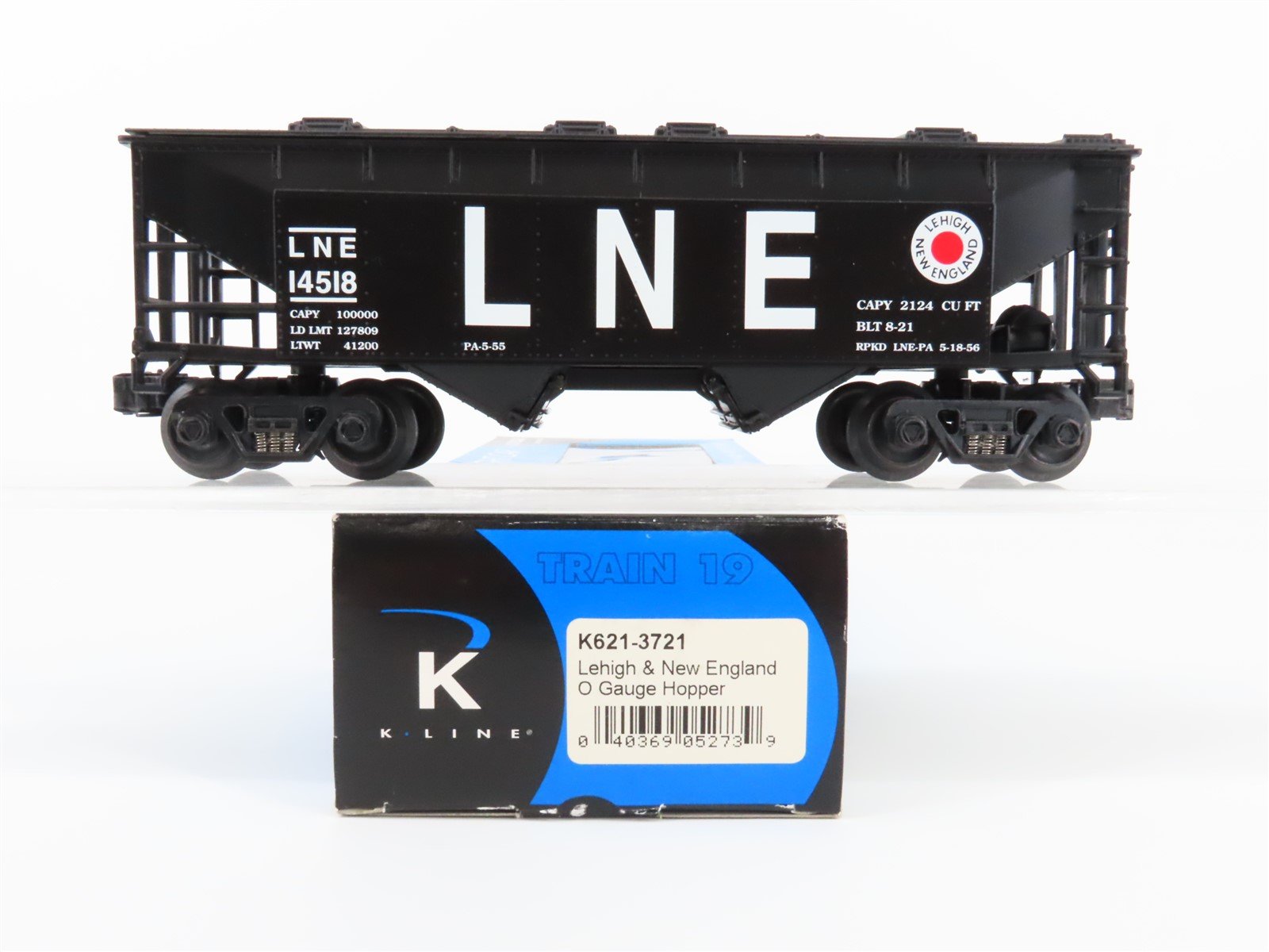 O Gauge 3-Rail K-Line K621-3721 LNE Lehigh & New England 2 Bay Hopper 14518