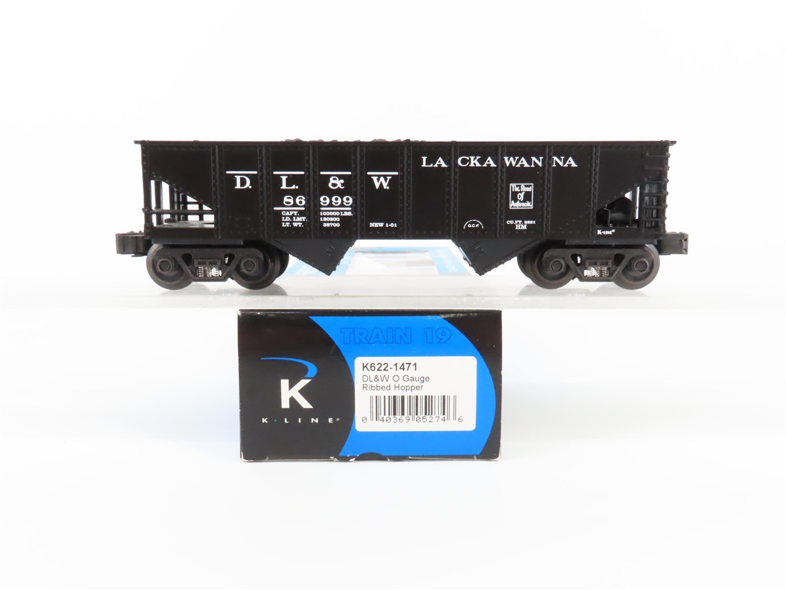 O Gauge 3-Rail K-Line K622-1471 DL&W Lackawanna 2 Bay Hopper w/.Load 86999