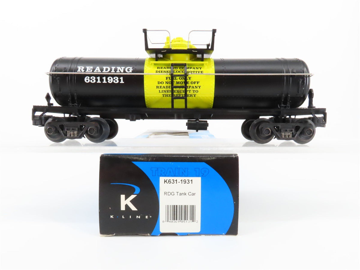 O Gauge 3-Rail K-Line K631-1931 RDG Reading Single Dome Tank Car 6311931