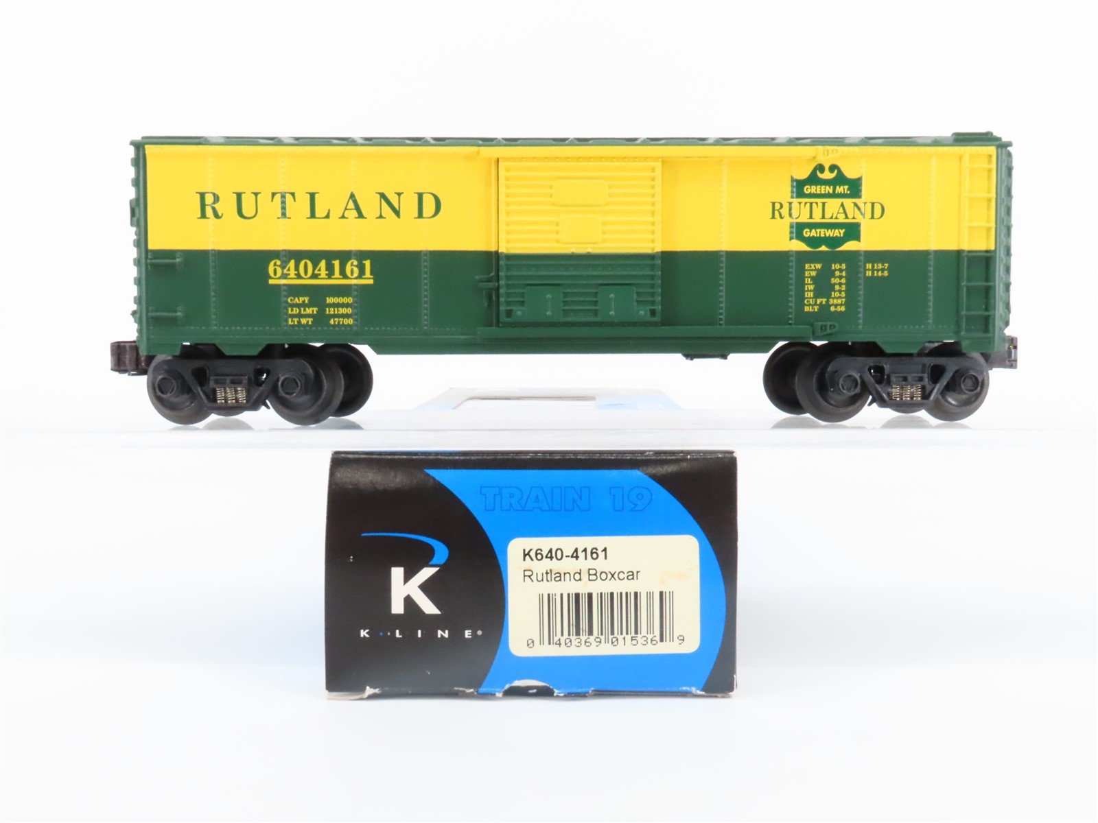 O Gauge 3-Rail K-Line K640-4161 Rutland Green Mt. Gateway Boxcar 6404161