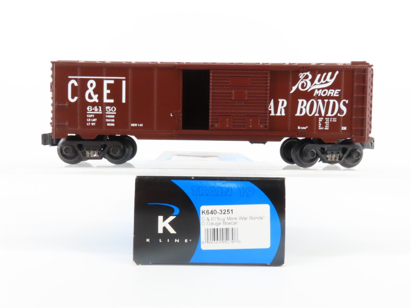 O Gauge 3-Rail K-Line K640-3251 C&EI "Buy More War Bonds" Boxcar #64150