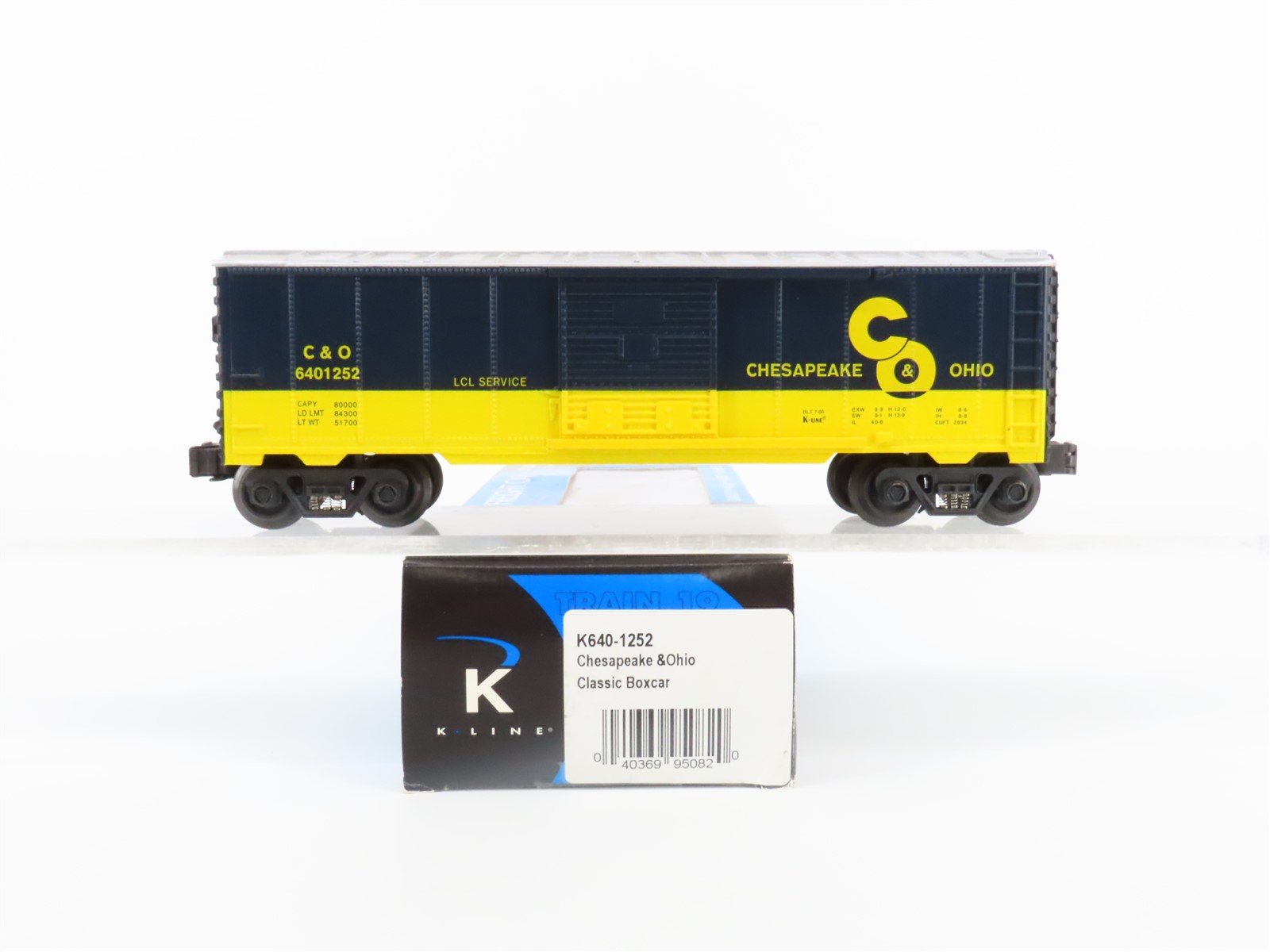 O Gauge 3-Rail K-Line K640-1252 C&O Chesapeake & Ohio Boxcar #6401252