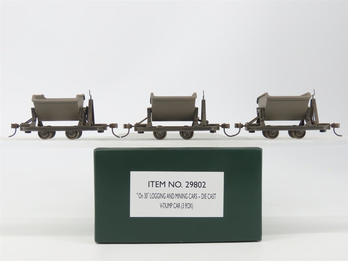 On30 Scale 2-Rail Bachmann Spectrum 29802 Die-Cast Unlettered V-Dump Cars 3-Pk.