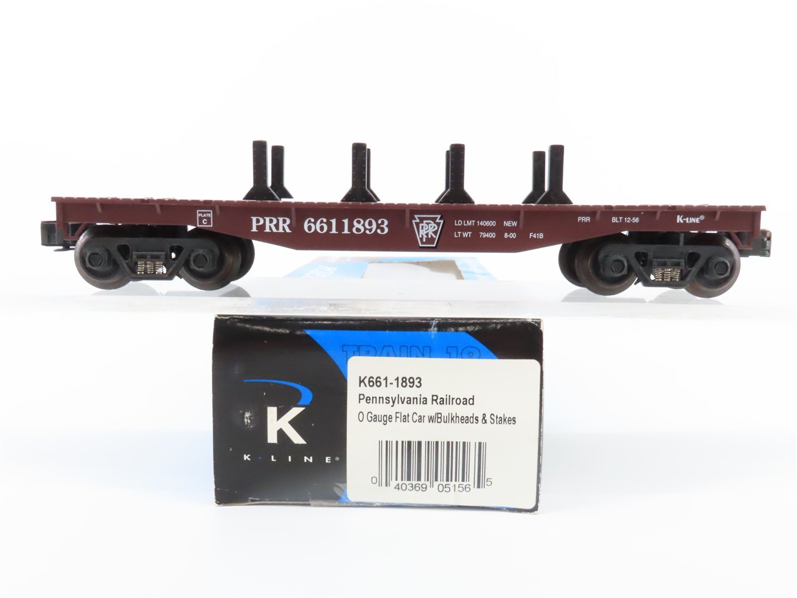 O Gauge 3-Rail K-Line K661-1893 PRR Pennsylvania Flatcar w/Load #6611893