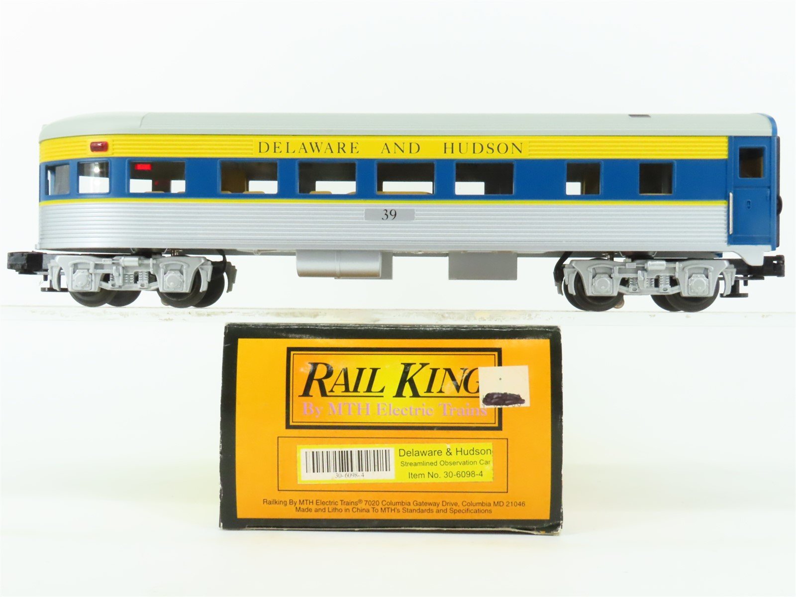 O Gauge 3-Rail MTH Rail King 30-6098-4 D&H Railroad Observation Passenger #39