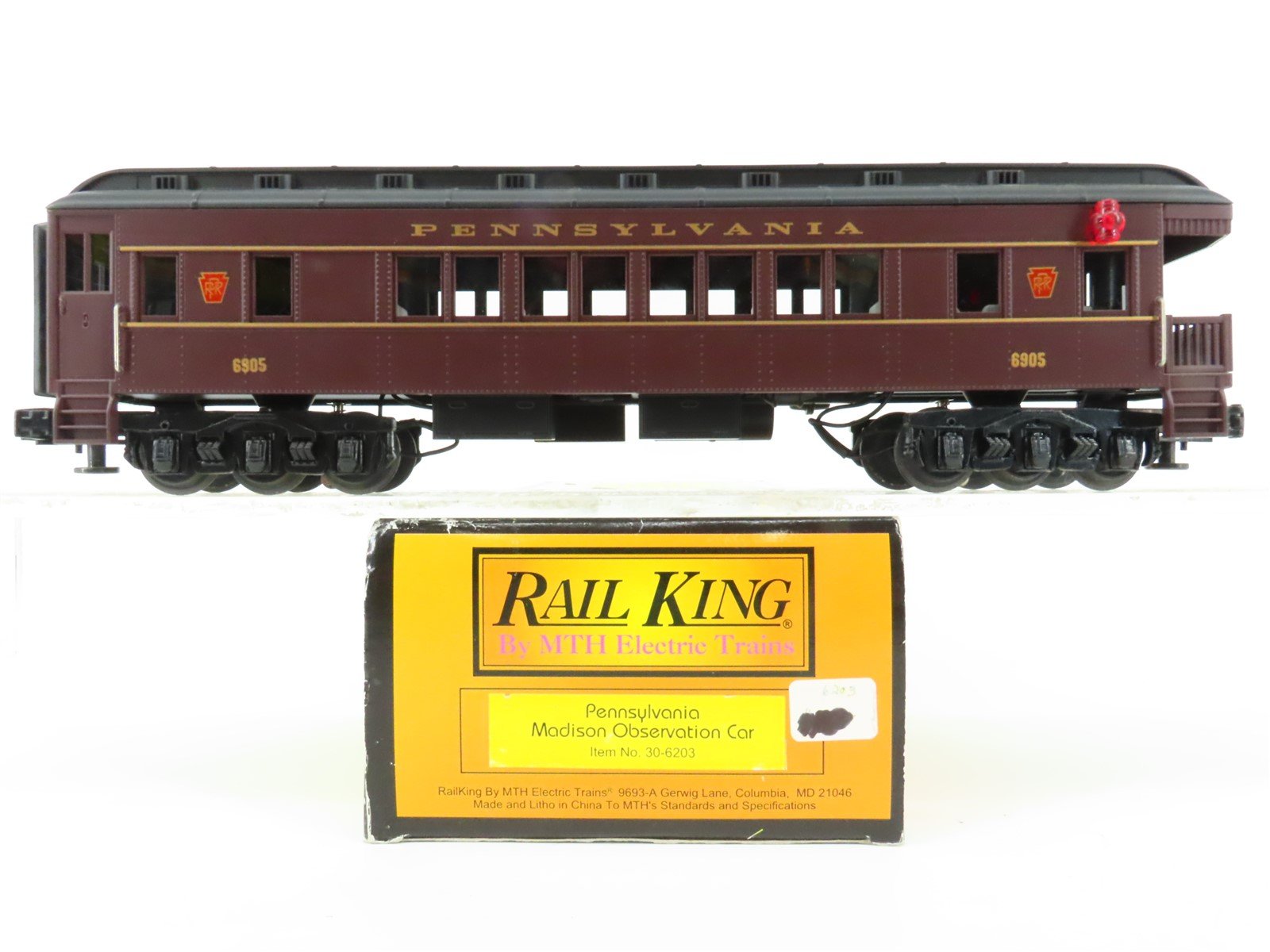 O Gauge 3-Rail MTH Rail King 33-6203 PRR Pennsylvania Observation Passenger 6905