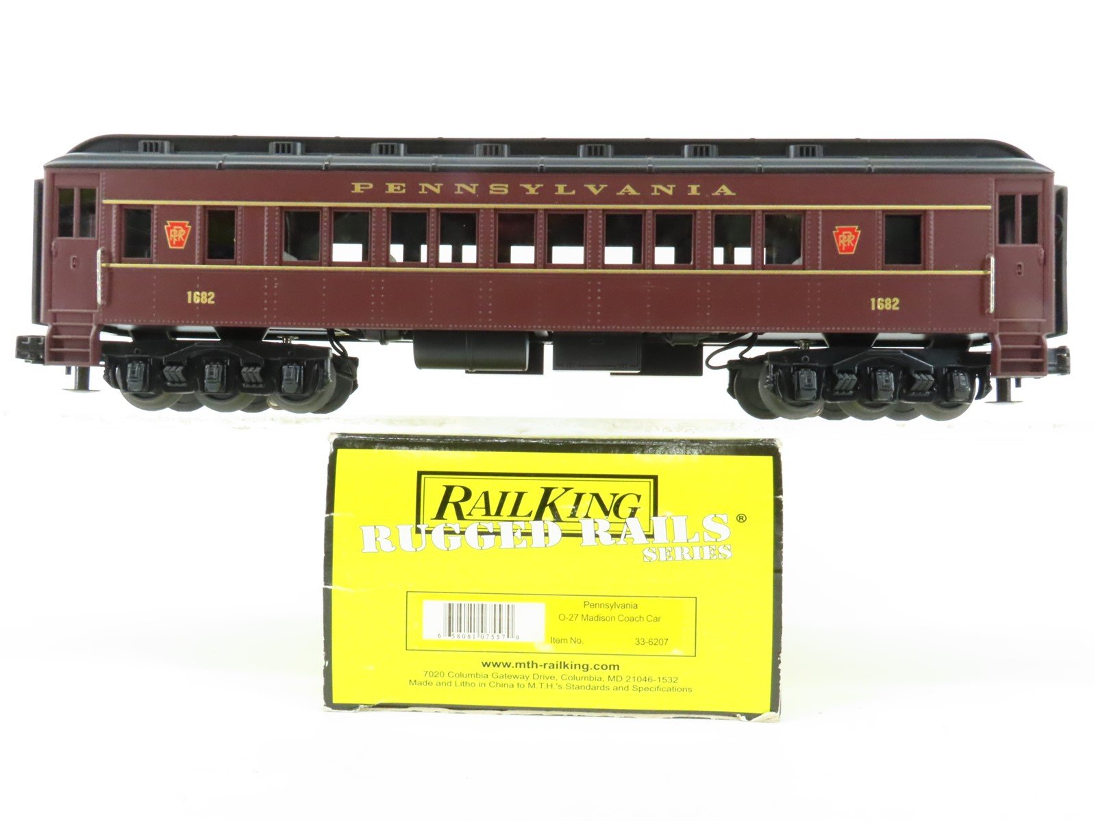 O Gauge 3-Rail MTH Rail King 33-6207 PRR Pennsylvania Coach Passenger #1682