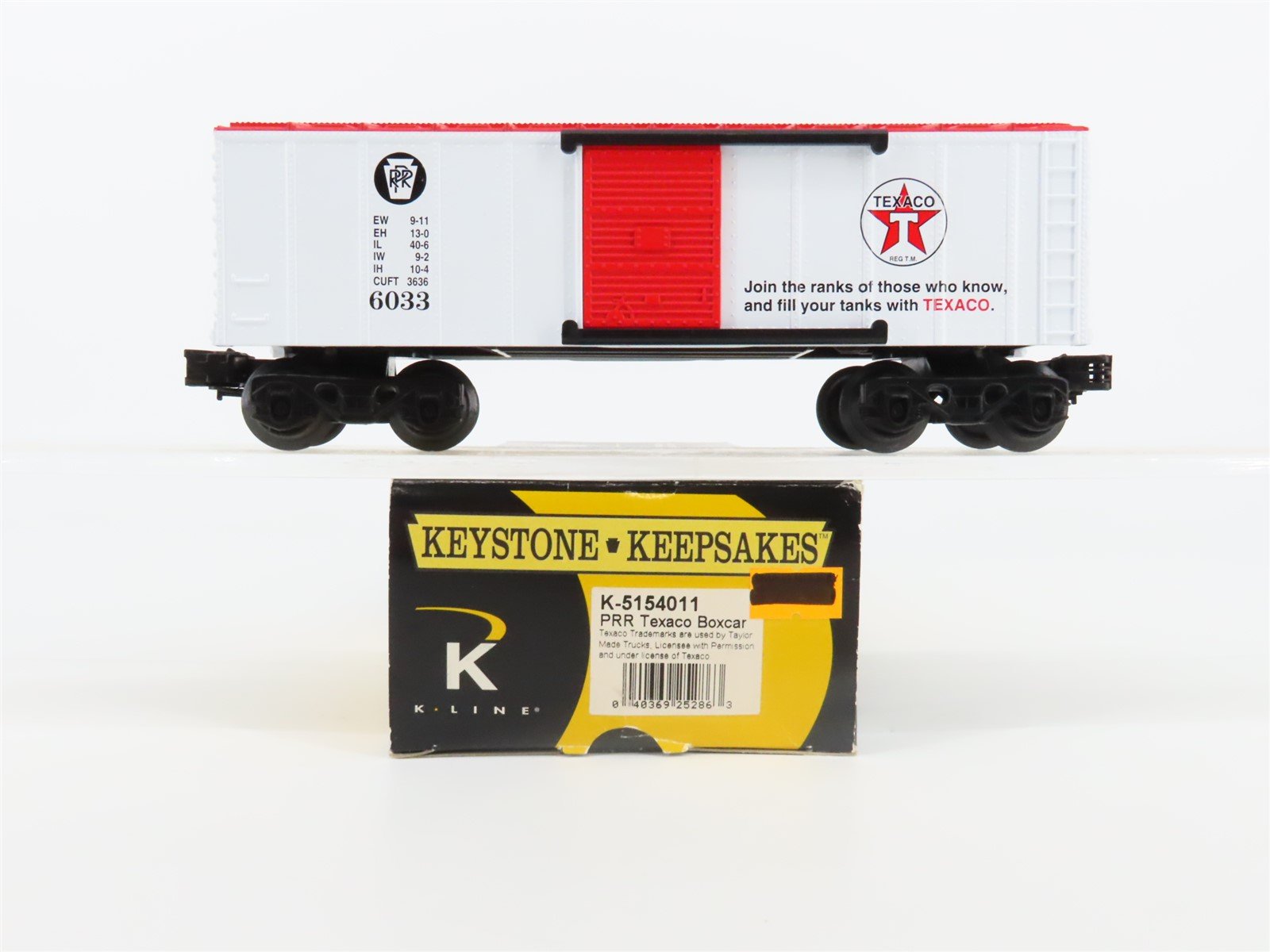 O Gauge 3-Rail K-Line K-5154011 PRR Pennsylvania Texaco Boxcar #6033