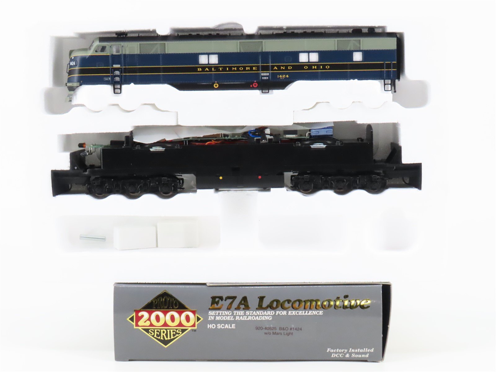 HO Scale Proto 2000 920-40525 B7O Baltimore & Ohio E7A Diesel #1424 wDCC & Sound