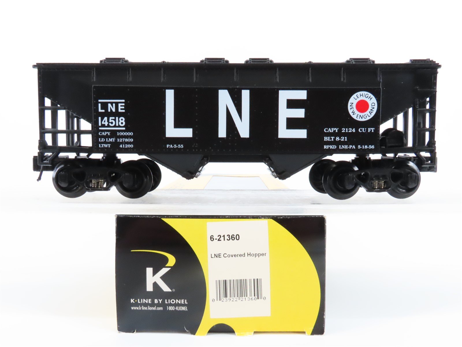 O Gauge 3-Rail K-Line 6-21360 LNE Lehigh New England 2 Bay Covered Hopper 14518