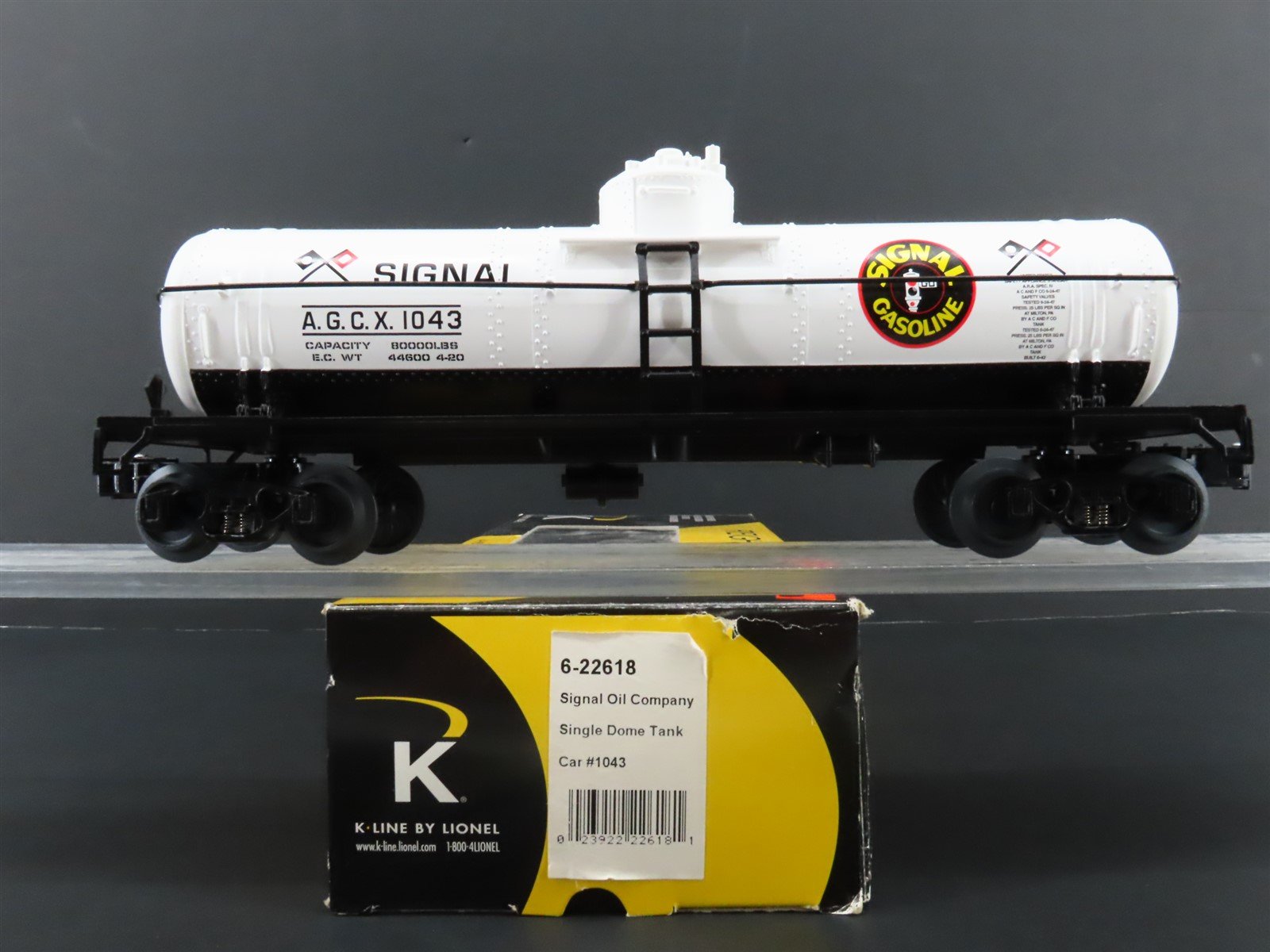 O Gauge 3-Rail K-Line 6-22618 AGCX Signal Oil Single Dome Tank Car #1043