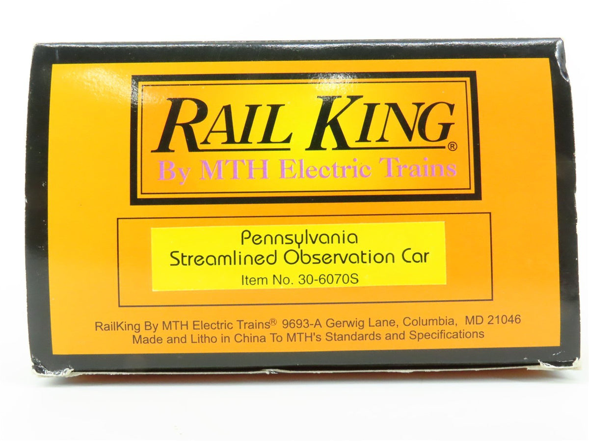 O Gauge 3-Rail MTH Rail King 30-6070S PRR Pennsylvania Observation Passenger