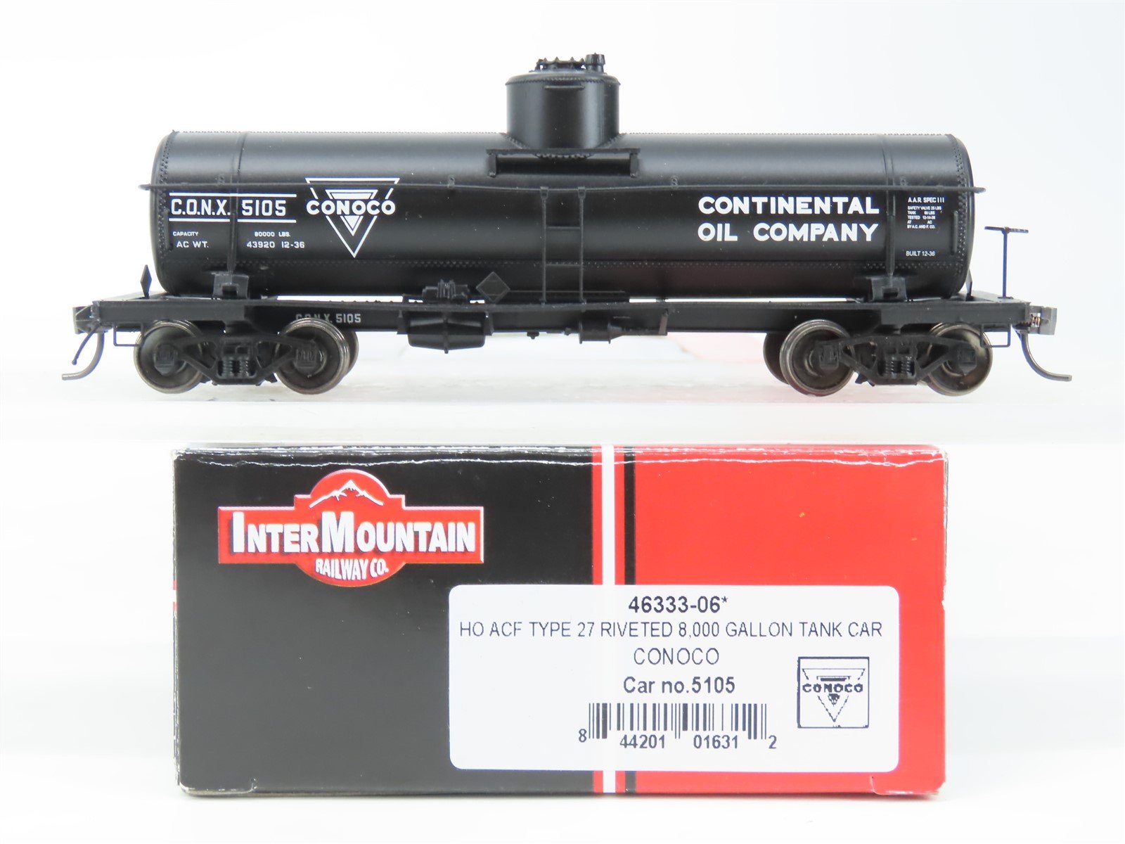 HO Scale InterMountain 46333-06 CONX Conoco Single Dome Tank Car #5105