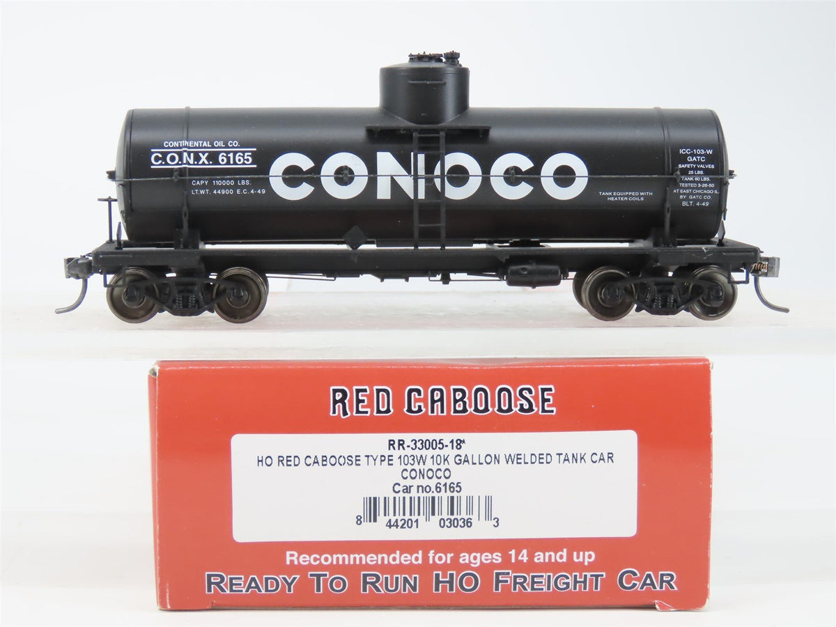 HO Scale Red Caboose RR-33005-18 CONX Conoco Single Dome Tank Car #6165