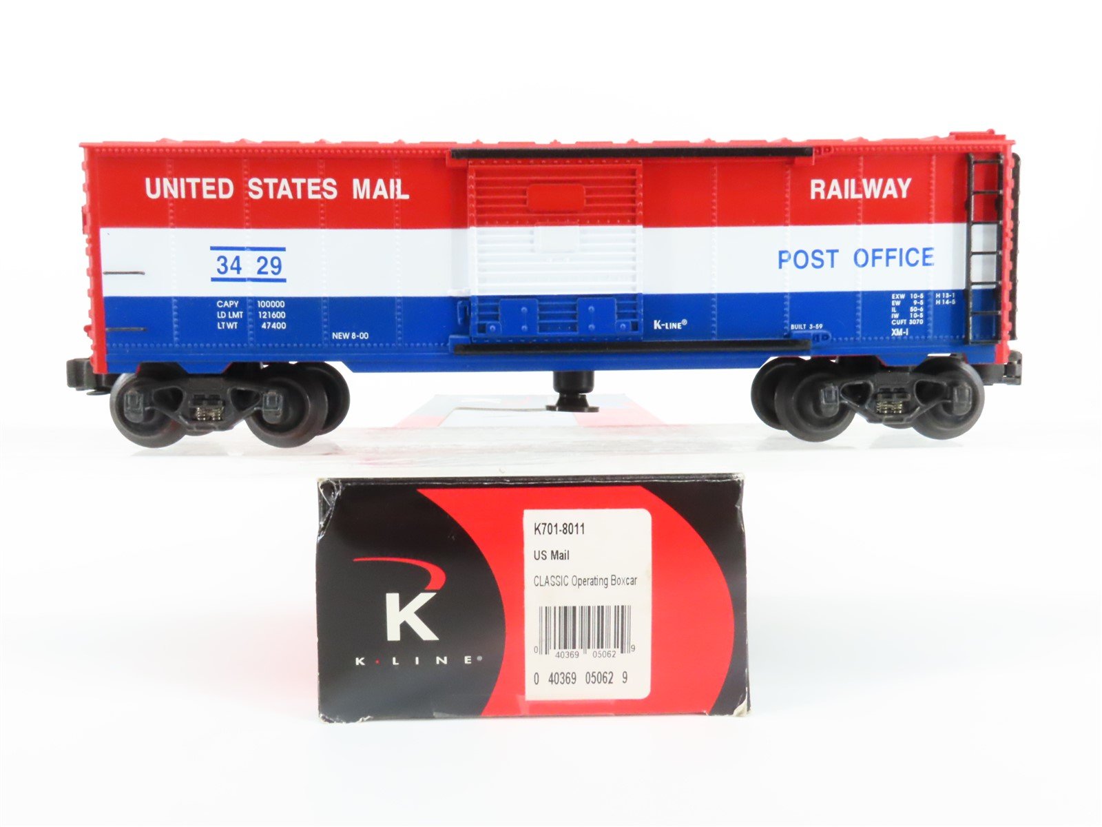 O Gauge 3-Rail K-Line K701-8011 United States Mail Railway Operating Boxcar 3429
