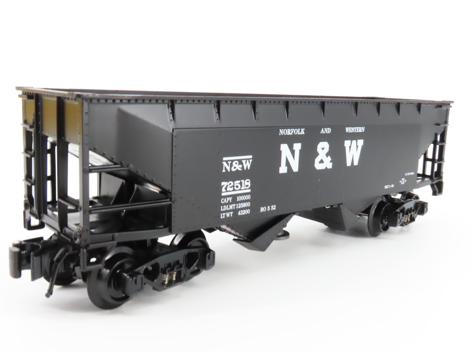 O Gauge 3-Rail K-Line 6-21357 N&W 2 Bay Operating Hopper w/Load #72518