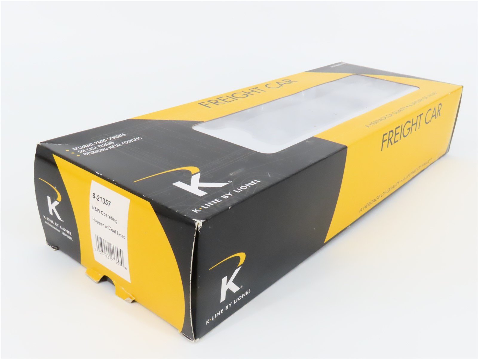 O Gauge 3-Rail K-Line 6-21357 N&W 2 Bay Operating Hopper w/Load #72518