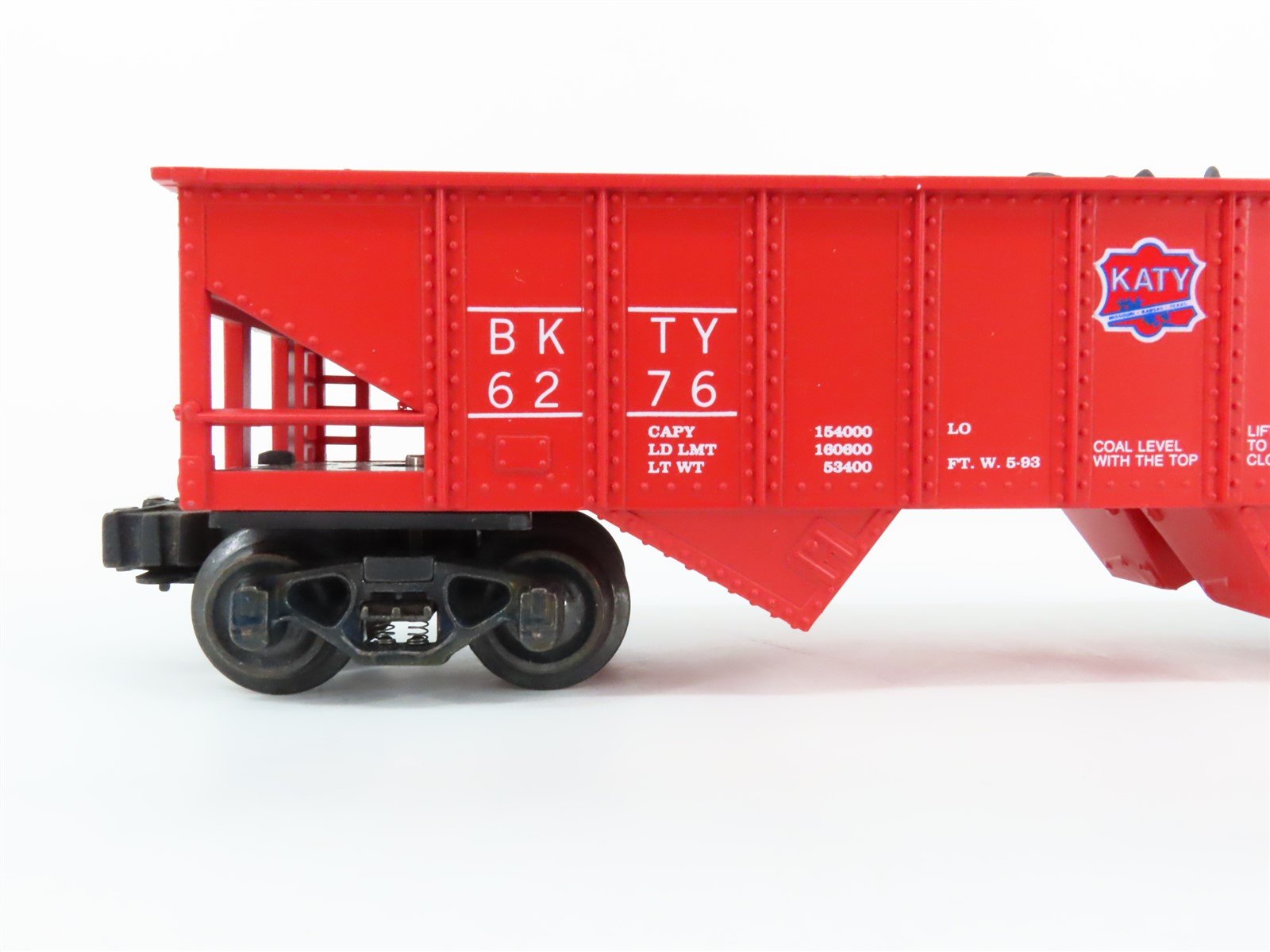 O Gauge 3-Rail K-Line K-6276 BKTY Katy 2 Bay Hopper w/Load #6276