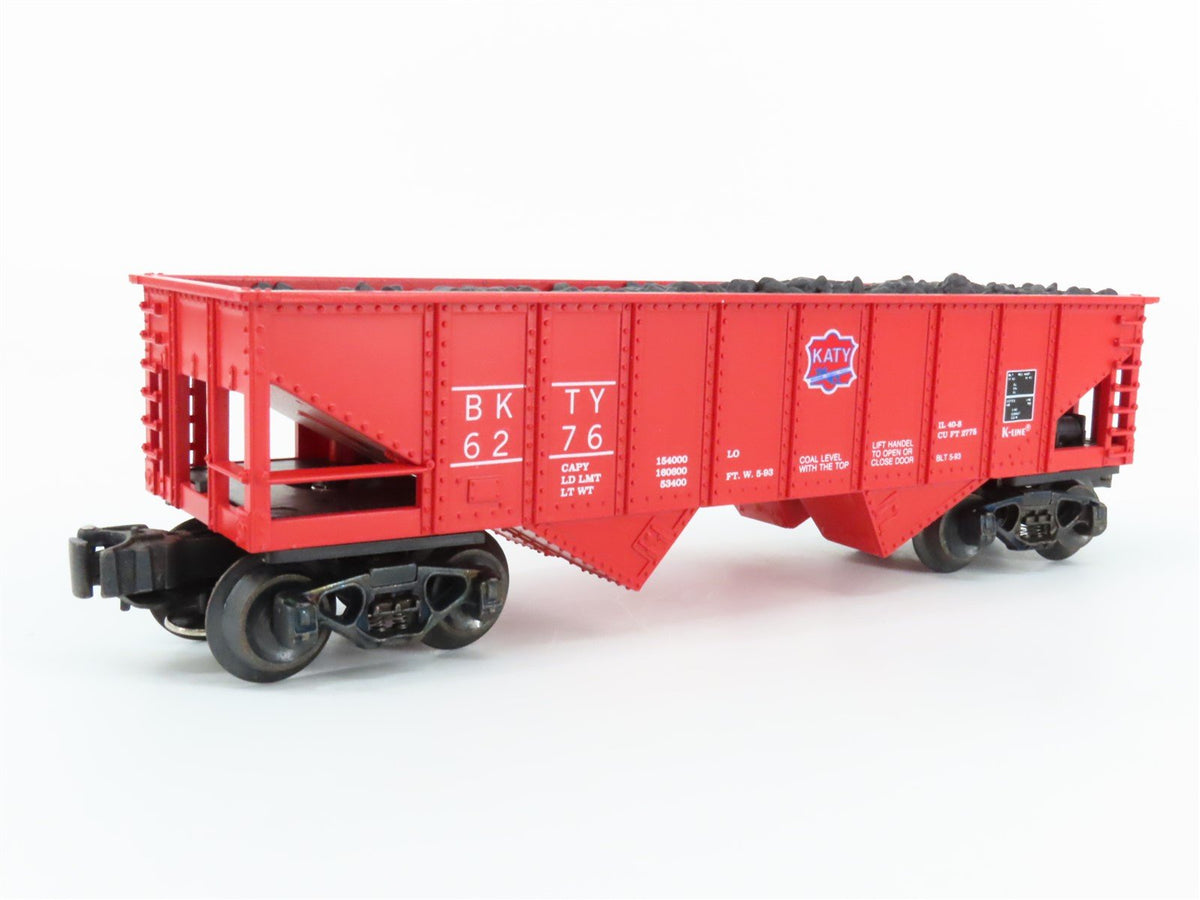 O Gauge 3-Rail K-Line K-6276 BKTY Katy 2 Bay Hopper w/Load #6276