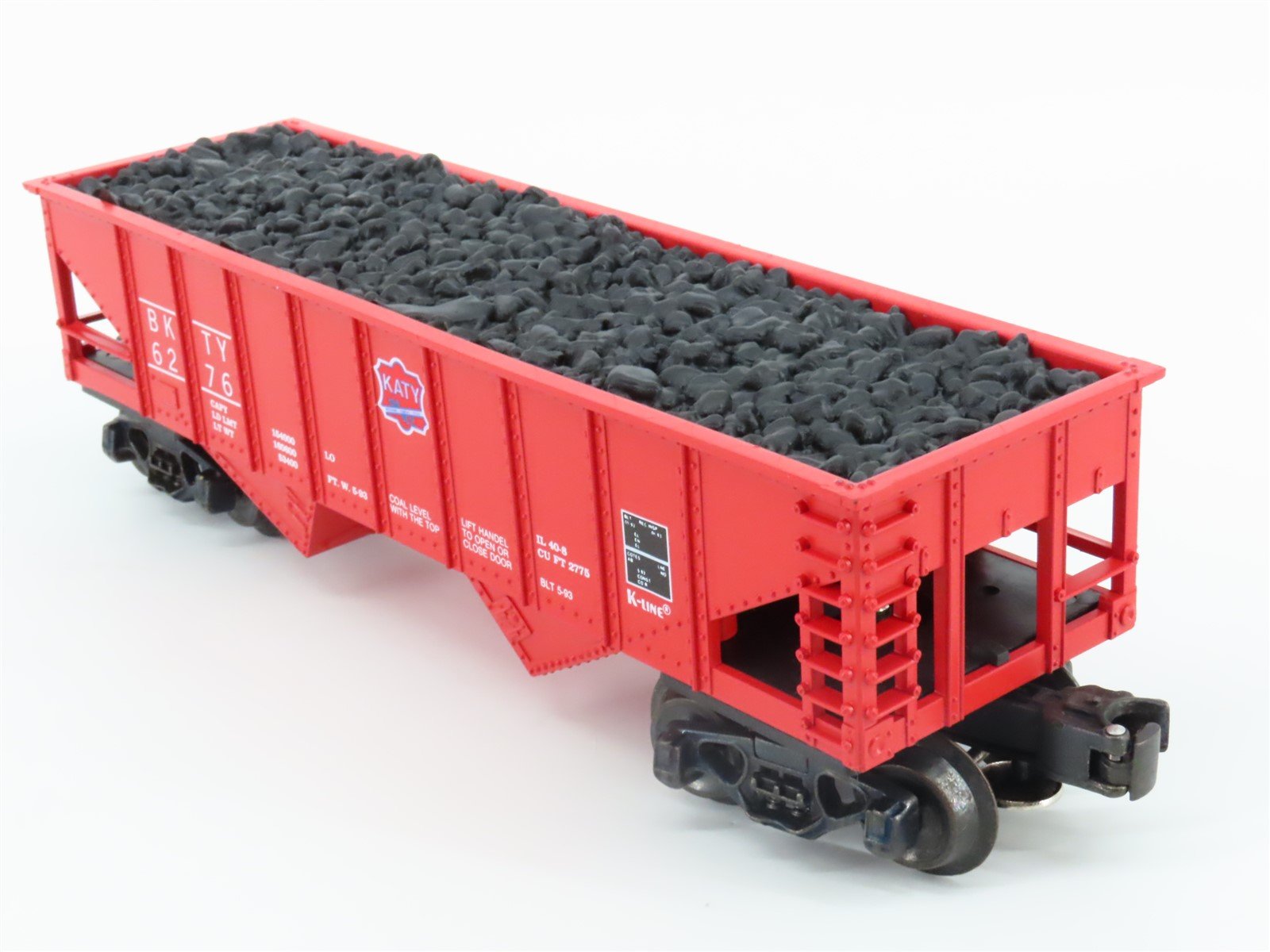 O Gauge 3-Rail K-Line K-6276 BKTY Katy 2 Bay Hopper w/Load #6276