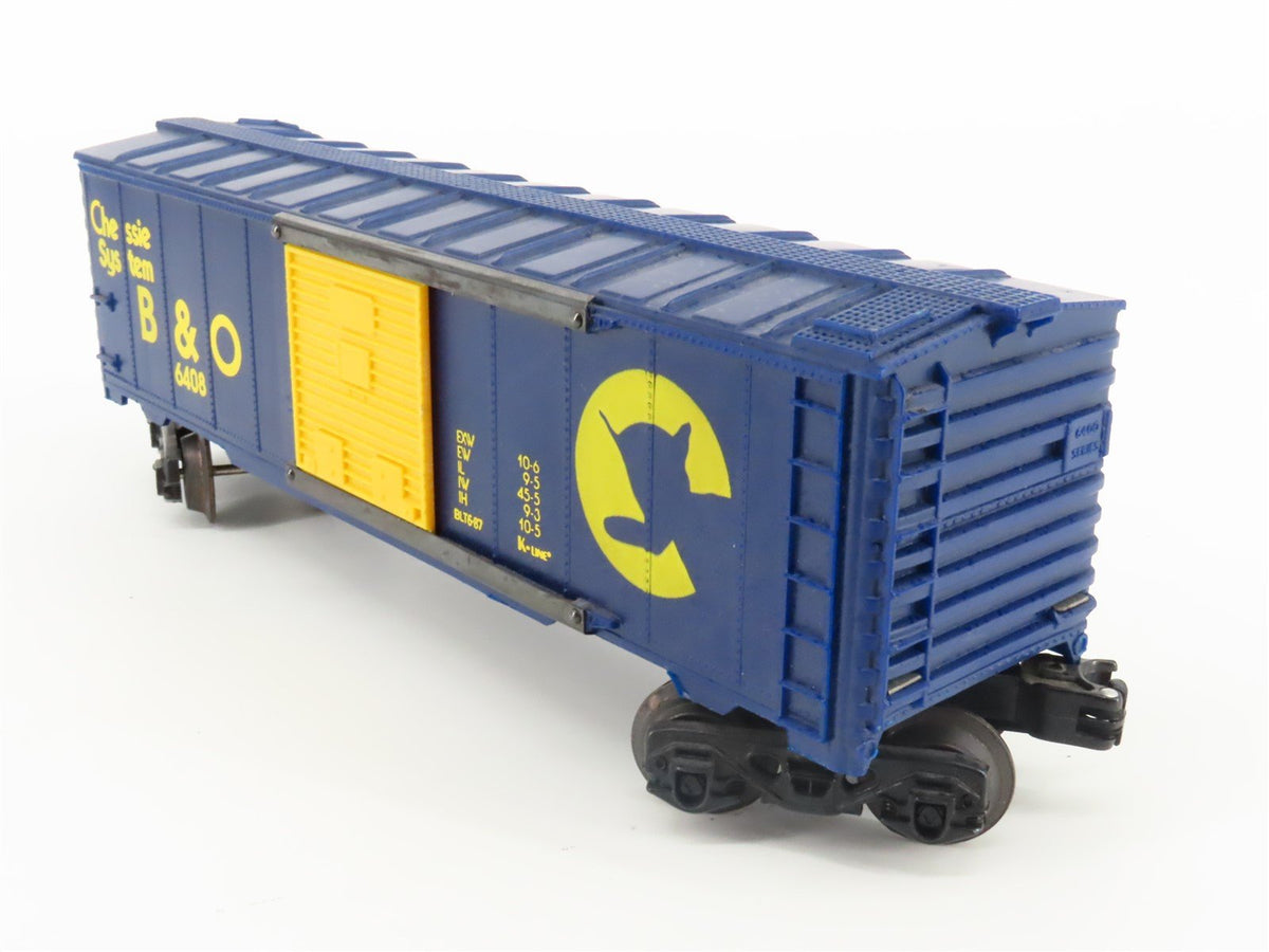 O Gauge 3-Rail K-Line K-6408 B&amp;O Chessie System Single Door Boxcar #6408