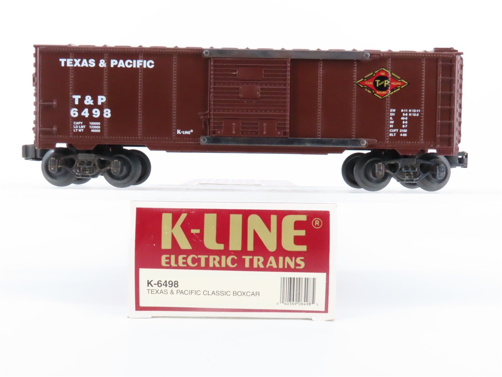 O Gauge 3-Rail K-Line K-6498 T&P Texas & Pacific Single Door Boxcar #6498