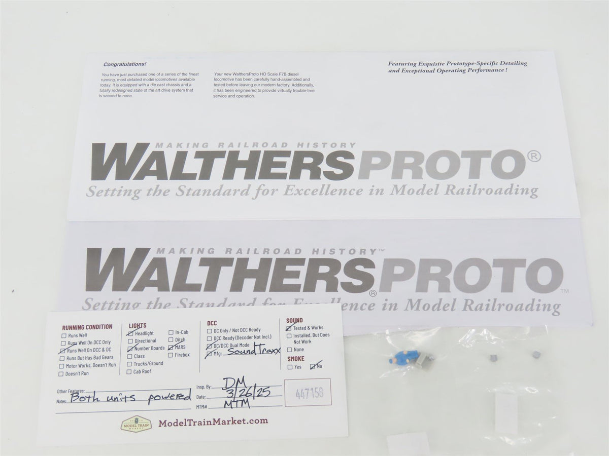 HO Walthers Proto ATSF &quot;Warbonnet&quot; EMD F7A/B Diesel Set #43L/43A w/ DCC &amp; Sound